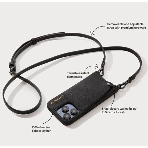 Bandolier Emma Crossbody Phone Case Wallet – iPhone SE / 7 / 8 – Gold Leather – - Picture 6 of 9